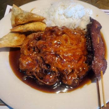 Ming Du - Combination Special #9 Pork Egg Foo Young with Curried Beef Rangoons & Beef Teriyaki - Chinese Near Me - Stoughton, Massachusetts Ming Du - Combination Special #9 Pork Egg Foo Young with Curried Beef Rangoons & Beef Teriyaki - Chinese Near Me - Stoughton, Massachusetts