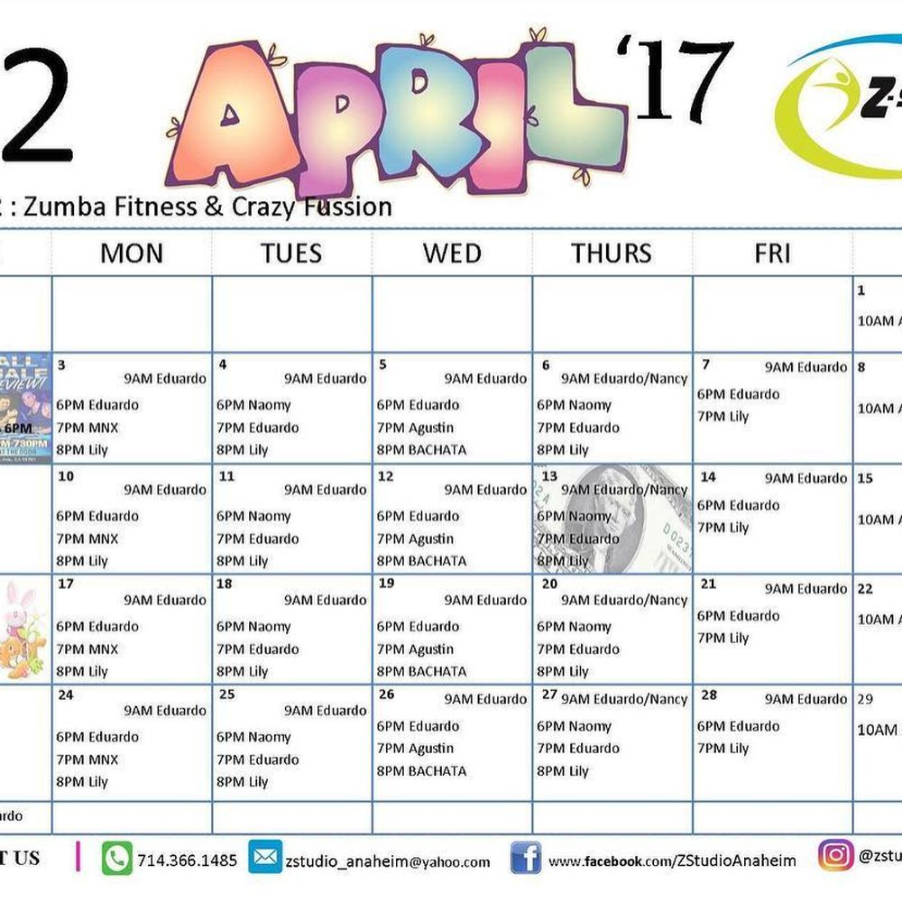 Z-Studio Anaheim - April 2017 schedule - Dance Studios Near Me - Anaheim, California Z-Studio Anaheim - April 2017 schedule - Dance Studios Near Me - Anaheim, California