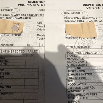Pham's Car Care Center - Left inspection: rejection by Pham. Right inspection: pass by another place (same day). Saved $360! Wish I skipped the stress =( - Auto Repair Near Me - Arlington, Virginia Pham's Car Care Center - Left inspection: rejection by Pham. Right inspection: pass by another place (same day). Saved $360! Wish I skipped the stress =( - Auto Repair Near Me - Arlington, Virginia