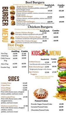 Menu photo 2 Tomak's Burgers Adairsville, GA Menu photo 2 Tomak's Burgers Adairsville, GA
