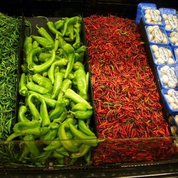 Patel Brothers - a display of peppers and other vegetables - International Grocery Near Me - Irving, Texas Patel Brothers - a display of peppers and other vegetables - International Grocery Near Me - Irving, Texas