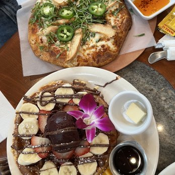 Urth Caffé-Pasadena - Acai Sorbet or Vanilla Ice Cream Waffle Pizza El Diablo - Cafes Near Me - Pasadena, California Urth Caffé-Pasadena - Acai Sorbet or Vanilla Ice Cream Waffle Pizza El Diablo - Cafes Near Me - Pasadena, California