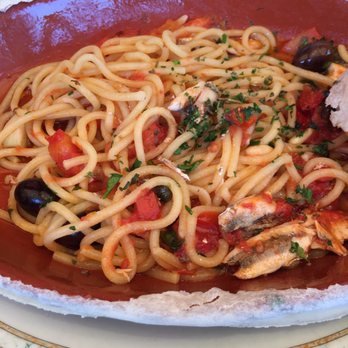 Miky - Spaghetti with anchovies, olives, and pine nuts - Seafood Near Me - Monterosso al Mare, SP