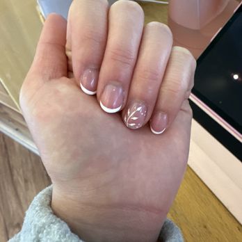 Azure Nail Spa Suite - French tips with design - Nail Salons Near Me - Huntington Beach, California