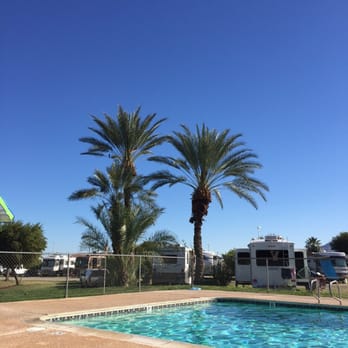 Oasis Palms RV Resort - The pool and sites at Oasis Palms. - Resorts Near Me - Thermal, California