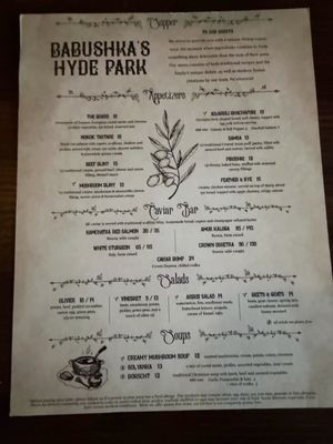 Menu photo 1 Babushka's - Hyde Park Tampa Bay, FL Menu photo 1 Babushka's - Hyde Park Tampa Bay, FL