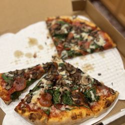 212 Pizza Company - Large pizza - pepperoni, spinach, mushroom and half Canadian bacon