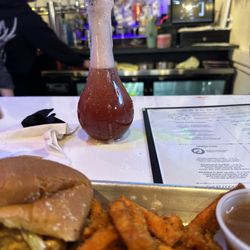 Southern Fried Sliders Sweet Potato Fries Maple Icing Aioli & Max Health Potion