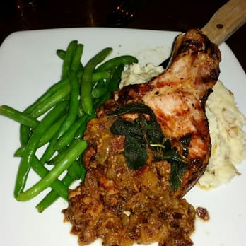 John Wright Restaurant - Duroc pork chop. 2" thick pork chop of perfect succulence from edge to bone. - New American Near Me - Wrightsville, Pennsylvania John Wright Restaurant - Duroc pork chop. 2" thick pork chop of perfect succulence from edge to bone. - New American Near Me - Wrightsville, Pennsylvania