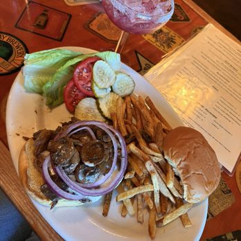 Izaak's Restaurant - Mushroom Swiss burger and a huckleberry margarita - Bars Near Me - Craig, Montana