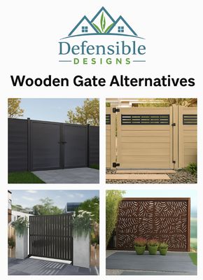 Photo of Defensible Designs - Orinda, CA, US. Zone 0 - wooden gate alternatives: Steel, aluminum, iron, vinyl, etc.