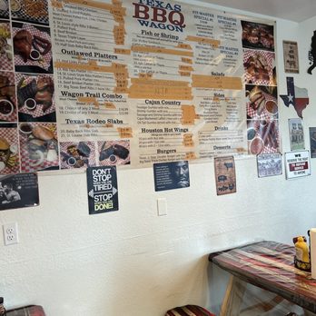 Texas BBQ Wagon - a table and benches in a restaurant - Soul Food Near Me - Las Vegas, Nevada