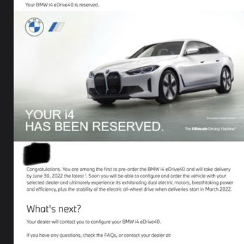 Irvine BMW - Pre-order receipt - Car Dealers Near Me - Irvine, California