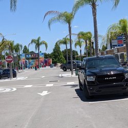 Tacos El Patron - Nearby stage where music is performed on weekends. They are building the tiki hut umbrellas on the left.