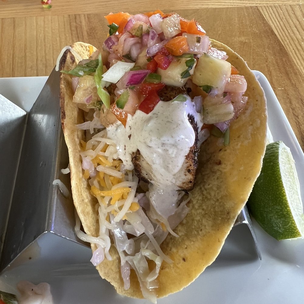 Breakwater - One of the grilled swordfish tacos - American Near Me - Stonington, Connecticut Breakwater - One of the grilled swordfish tacos - American Near Me - Stonington, Connecticut