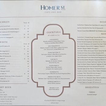 Homer St. Cafe and Bar - Drink Menu - Canadian (New) Near Me - Vancouver, British Columbia