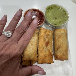 4'26 - side order mini beef chimichangas, crispy and yummy with the spicy salsa