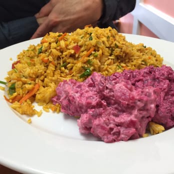 Puerto Viejo Restaurant - Arroz con Camarones with Ensalada Rusa (Rice with Chiken with Russian Potato Salad Costa Rican Style) - Latin American Near Me - Bound Brook, New Jersey