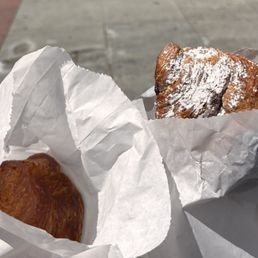 Kouign Amann (left), Blackberry Almond Croissant (right) Kouign Amann (left), Blackberry Almond Croissant (right)