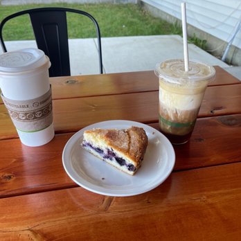 Les Cheneaux Coffee Roasters - Large coffee, blueberry cake, cold brew w cold foam, and vanilla. - Coffee Roasteries Near Me - Cedarville, Michigan Les Cheneaux Coffee Roasters - Large coffee, blueberry cake, cold brew w cold foam, and vanilla. - Coffee Roasteries Near Me - Cedarville, Michigan
