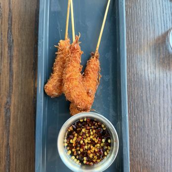 Doña Magnolia - Coconut shrimp skewers with orange soy dipping glaze. - Mexican Near Me - Spokane, Washington Doña Magnolia - Coconut shrimp skewers with orange soy dipping glaze. - Mexican Near Me - Spokane, Washington
