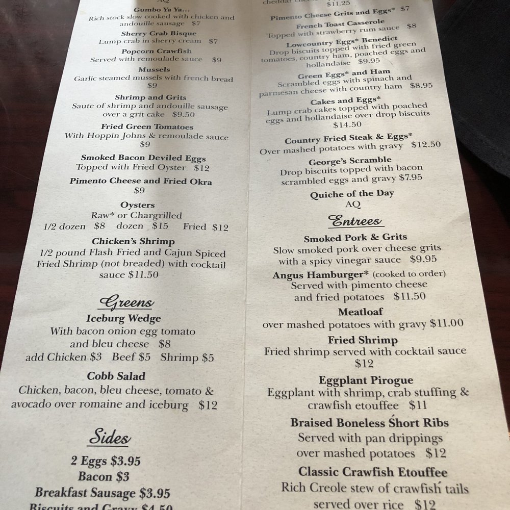 George's Lowcountry Table - Snapshot of the Menu . . . - Seafood Near Me - Athens, Georgia George's Lowcountry Table - Snapshot of the Menu . . . - Seafood Near Me - Athens, Georgia
