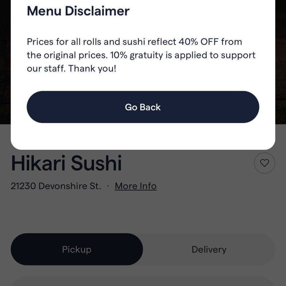 Hikari Sushi - So called disclaimer for keep menu pricing the same - Sushi Bars Near Me - Chatsworth, California Hikari Sushi - So called disclaimer for keep menu pricing the same - Sushi Bars Near Me - Chatsworth, California