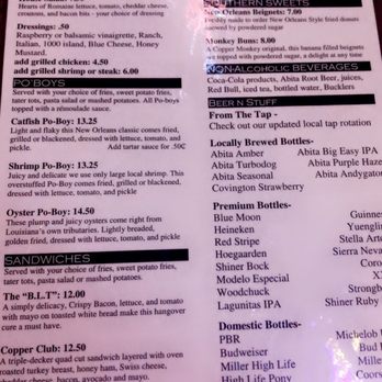 Copper Monkey Grill - Menu - Dive Bars Near Me - New Orleans, Louisiana Copper Monkey Grill - Menu - Dive Bars Near Me - New Orleans, Louisiana