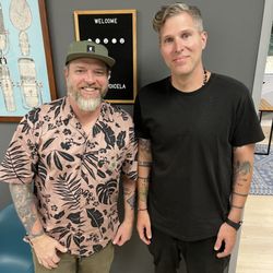 Real Voice LA - Mike DeLay pictures here with an awesome sound engineer.