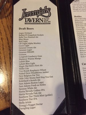Menu photo 2 Jeremiah's Tavern Rochester, NY