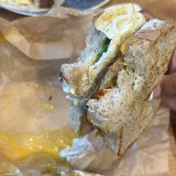 Fried egg breakfast sandwich