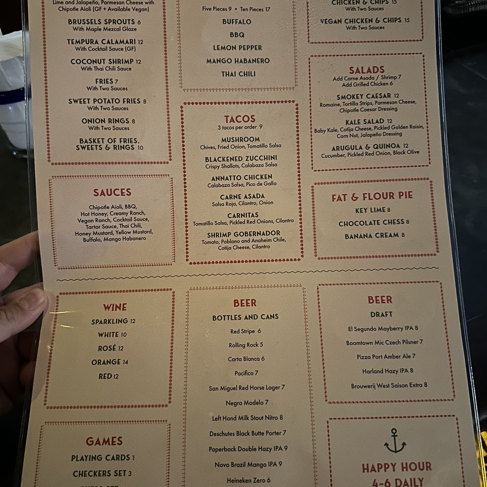 Gin Rummy - Food menu. Kitchen open till 10. - Cocktail Bars Near Me - Marina del Rey, California