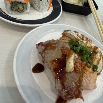 Genki Sushi - Salmon Skin Roll, Ultimate Trio Nigiri (ahi, salmon, hamachi) - Sushi Bars Near Me - Honolulu, Hawaii Genki Sushi - Salmon Skin Roll, Ultimate Trio Nigiri (ahi, salmon, hamachi) - Sushi Bars Near Me - Honolulu, Hawaii