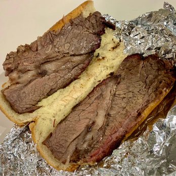 Slow Hand BBQ - Brisket Sandwich - Half pound of slow smoked sliced brisket on a seeded French roll. = $13.50 - Barbeque Near Me - Pleasant Hill, California Slow Hand BBQ - Brisket Sandwich - Half pound of slow smoked sliced brisket on a seeded French roll. = $13.50 - Barbeque Near Me - Pleasant Hill, California