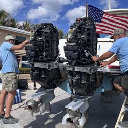 Suenos Azules Marine Surveying and Consulting - Outboard engine survey on twin Mercury V12, 600 HP outboard engines