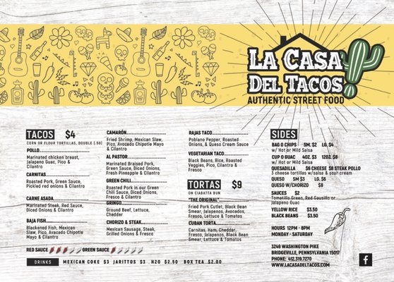Menu photo 8 La Casa Del Tacos Bridgeville, PA