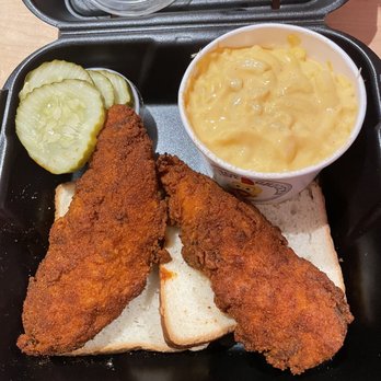 Dave's Hot Chicken - Hot and extra hot Dave's #1 2 Tenders w/ Mac & Cheese - Chicken Shop Near Me - Woburn, Massachusetts Dave's Hot Chicken - Hot and extra hot Dave's #1 2 Tenders w/ Mac & Cheese - Chicken Shop Near Me - Woburn, Massachusetts