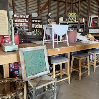 The Primitive Barn - Area where she teaches classes on furniture painting. - Antiques Near Me - Linden, California