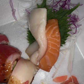 Wasabi - Part of the sashimi, not fresh, tough texture - Sushi Bars Near Me - San Antonio, Texas