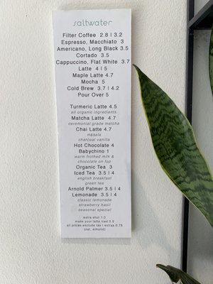 Menu photo 1 Saltwater Coffee New York, NY Menu photo 1 Saltwater Coffee New York, NY