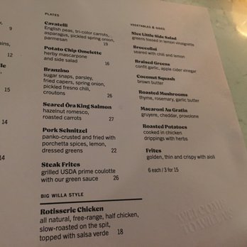 Willa's - Menu - New American Near Me - Tampa, Florida