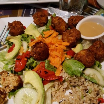 The Lime Restaurant - Tofu burger salad, huge i finished half - New American Near Me - Norwalk, Connecticut