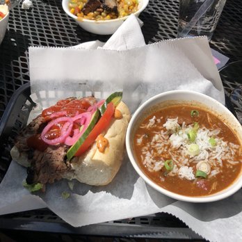 Succotash Southern and Creole Kitchen - Brisket po'boy, gumbo, succotash and roasted brussel sprouts - Southern Near Me - Durham, North Carolina Succotash Southern and Creole Kitchen - Brisket po'boy, gumbo, succotash and roasted brussel sprouts - Southern Near Me - Durham, North Carolina