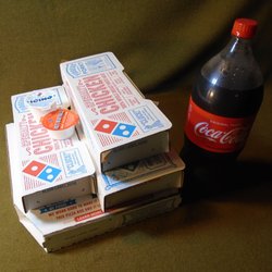 Domino's Pizza - Made it home with my big pile of food.