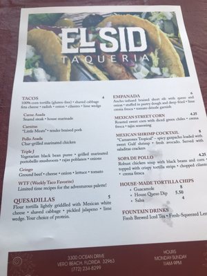 Menu photo 7 El Sid Taqueria Vero Beach, FL Menu photo 7 El Sid Taqueria Vero Beach, FL