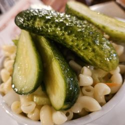 J&R's Steak House - Really great complimentary pickles and macaroni salad that comes to every table.