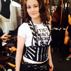 Folsom Street Fair - Shana is sweet on the leather harness from "Skin On Skins"