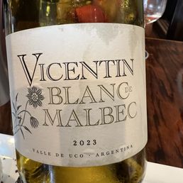 The tasty white malbec wine