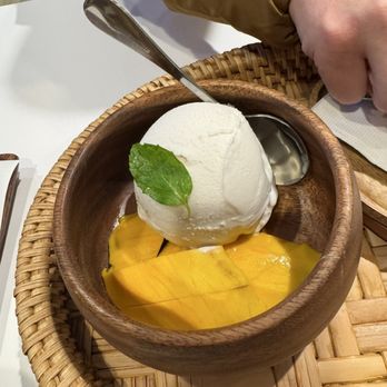Nok’s Kitchen - Mango with coconut ice cream - Laotian Near Me - Westminster, California Nok’s Kitchen - Mango with coconut ice cream - Laotian Near Me - Westminster, California