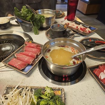 Seoul Korean BBQ and Hot Pot - Hotpot, healthy herbs broth with beef, lamb and veggies to cook. - Korean Near Me - Springfield, Pennsylvania